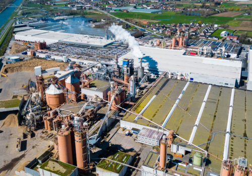 Aerial view of the Unilin Panels Oostrozebeke site