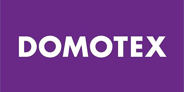 Logo der Domotex lila weiß